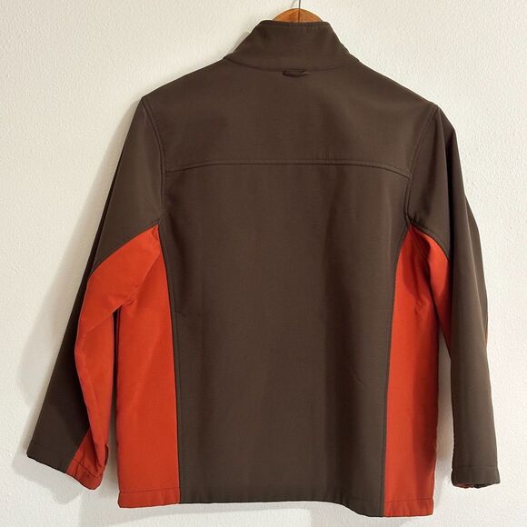 Free Country Jacket Kids Large 10/12 Softshell Zip Up Sweater Coat Brown Orange - Picture 2 of 6